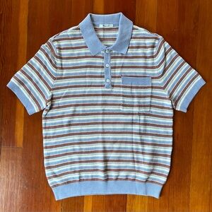 Madewell Striped Polo Shirt - Blue, Brown, Cream